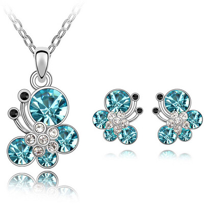 

High Quality Accessories Crystal from Austria Jewelry Set Pendant Necklace Earrings Bijoux for Women Mothers Day Gift 5248