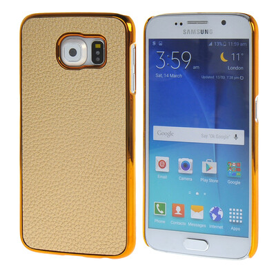 

MOONCASE Litchi Skin Gold Chrome Hard Back Case Cover for Samsung Galaxy S6 Gold