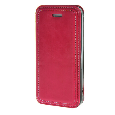 

MOONCASE Premium PU Flip Leather Wallet Card Pouch Back Case Cover for Apple iPhone 5 / 5G / 5S Hot pink
