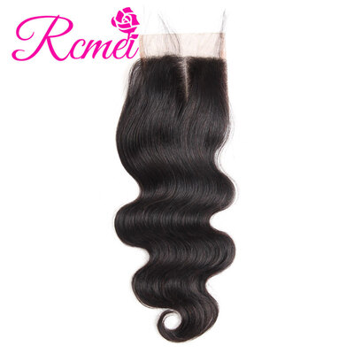 

Rcmei 8A Virgin Hair Brazilian Body Wave Closure Hair Brazilian Lace Closure Middle Free Three Part Malaysian Lace Closure 44 inc