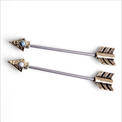 

4PCS мужчин и женщин из нержавеющей стали длинный стержень пирсинг барабаны бирюзовый ухо пронзительный проколол уши тела ключицы серьги ногтей ювелирные изделия