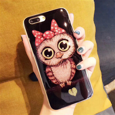 

Милый мультфильм Сова животных мягкие чехол для iPhone 6 7 8 X Силиконовый чехол Роскошный блеск Bling чехол для iPhone 7 8 плюс