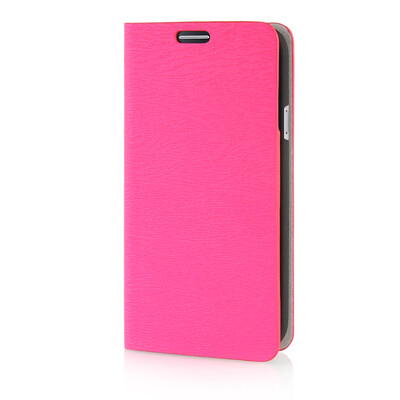 

MOONCASE Leather Side Flip Wallet Card Slot Pouch Stand Shell Back ЧЕХОЛ ДЛЯ Samsung Galaxy E5 Hot pink 01