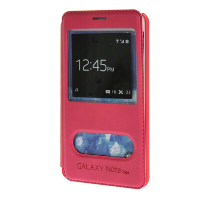 

MOONCASE Samsung Galaxy Note 4 Edge чехол для View Leather Flip Pouch Bracket Back Cover Hot pink
