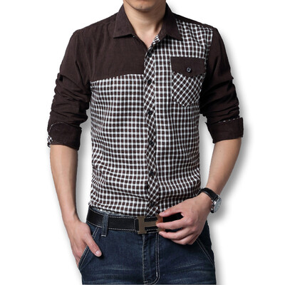 

Plaid Men Shirts Spring Autumn 2016 Men's Fashion Long Sleeved Casual Cotton Men Shirts New Style Dress Shirts Hot Sale