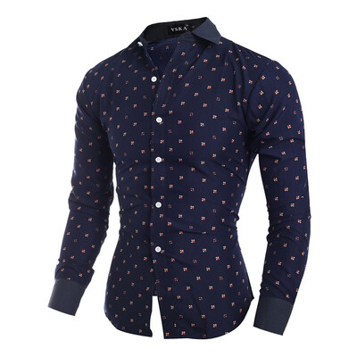 

Zogaa New Men's Shirt Fashion Printing Slim Casual Long Sleeve