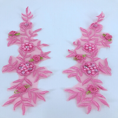 

sew on flowers patches Water soluble embroidery light blue lace applique with rhionestones peal 249cm