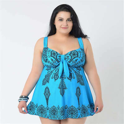 

4XL-6XL Plus Size One Piece Swimsuit Skirt 2017 Push Up Swimwear Women Dress Bathing Suit Large Size Swim Suit For Fat Women