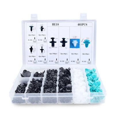 

CNIKESIN HE18 405PCS Смешанные автозажимы для автомобильных нейлоновых заклепок Зажимы для заклепок дверных досок для Toyota Mazda BMW Hyundai