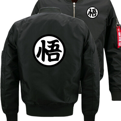 

Dragon Ball Word Bomber Flight Flying Jacket Winter thicken Warm Zipper Men Jackets Anime Mens Casual Coat