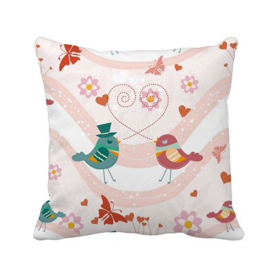 

Pink Green Love Birds Valentines Day Square Throw Pillow Insert Cushion Cover Home Sofa Decor Gift