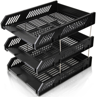 

Effective deli 9209 durable three-tier file holder file tray file box black