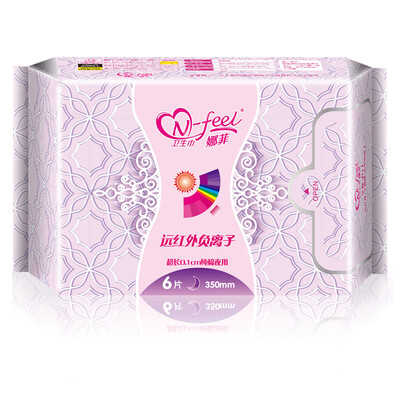 

Nafi sanitary napkin 3D convex convex cotton surface plus night with 350mm 6 leak-proof breathable light absorption after the leakage barrier