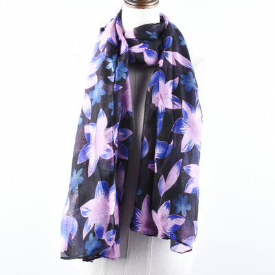 

Guttavalli Nice Women Soft Flowers Long Shawl Summer Chevron Printing Scarf Viscose Stripes Geometric Skinny Wraps