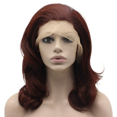 

Medium Long Wavy Synthetic Lace Front Reddish Wig