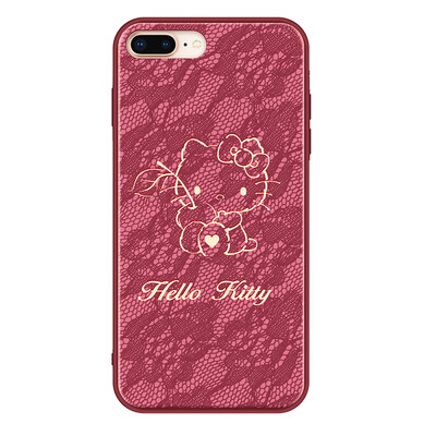 

Hello Kitty Apple 8 / 7Plus Mobile Shell iPhone8 / 7Plus All-inclusive Anti-drop Creative Кружева Мягкая Shell Wine Red