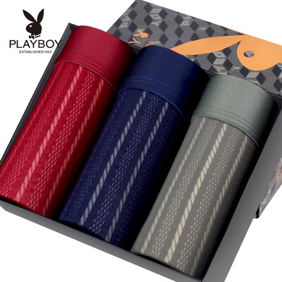 

Playboy Mens Underwear Quick-drying Boxer Briefs Mens Ice Mesh Eye Shorts 3 Gift Boxes 3636 Multicolor