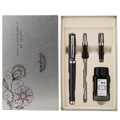 

Hero HERO 2062 Black Edge Series Double Pen Fountain Pen Ball Pen Ink Gift Set