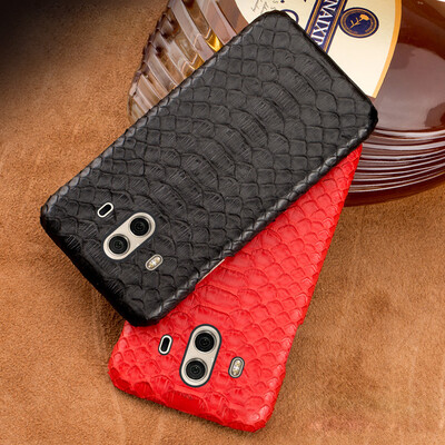 

Genuine Leather Phone Case For Huawei Mate 10 Case Natural Python Skin For P10 P20 Pro P Samrt Back Cover