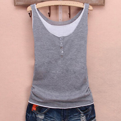 

Cotton vest female summer loose big yards fake two knitted straps bottoming