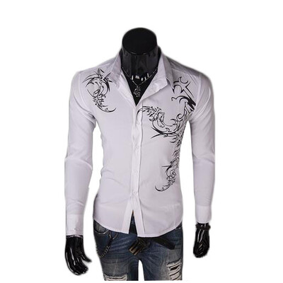 

Zogaa New Korean Men's Shirt Printing Slim Long Sleeve