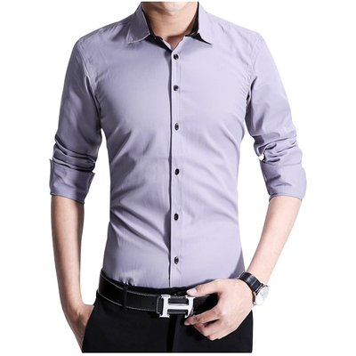 

Zogaa Spring New Men's Shirt Pure Color Long Sleeve Slim
