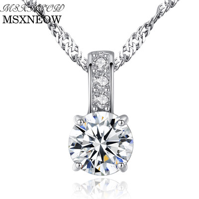 

MSXNEOW 925 Sterling-Silver Pendants Necklace for Women Fine Jewelry Christmas Gift Engagement Silver Jewelry for Women SN0042