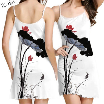 

2017 Summer Real Knee-length Straight Dress Women Fashion Bohemia Floral Printing Harness Dress