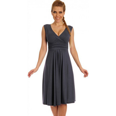 

Candy-Colored V-Neck Short-Sleeved Dress