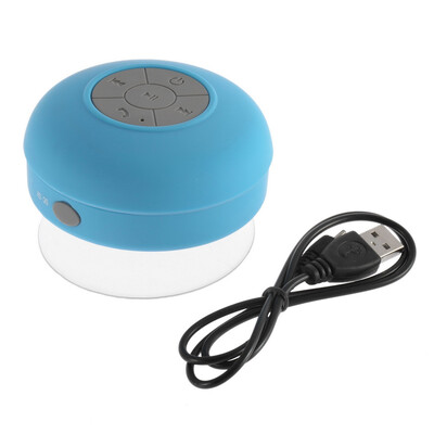 

Waterproof Wireless Bluetooth Handsfree Mic Suction Speaker Shower Car Blue