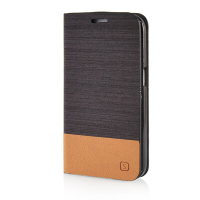 

MOONCASE Canvas Leather Side Flip Stand Shell ЧЕХОЛ ДЛЯ Samsung Galaxy Prevail LTE / Galaxy Core Prime G360 Coffee