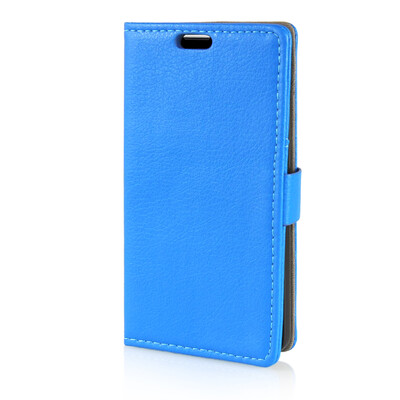 

MOONCASE Litch Skin Leather Side Flip Wallet Card Slot Pouch Stand Shell Back ЧЕХОЛ ДЛЯ LG L Bello D331 Blue
