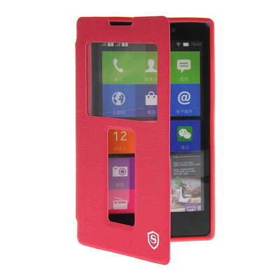 

MOONCASE View Window Leather Side Flip Pouch Stand Shell Back ЧЕХОЛ ДЛЯ Nokia XL Hot pink