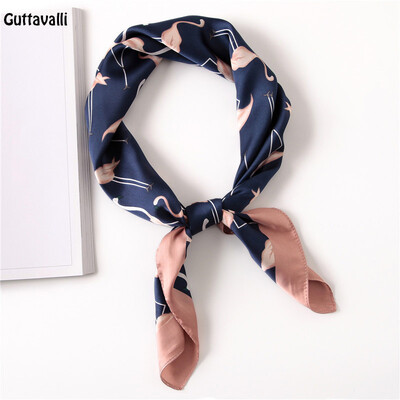 

Guttavalli Women Fashion Geometric Flamingo Square Tie Small Chevron Summer Female Skinny Scarf Bohemia Stripe Satin Square Scarve