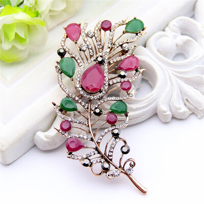 

Изысканный турецкий цветок женщин брошь Pin Vintage перо дизайн смолы ювелирные шпильки антикварные золотые цветные броши броши бр