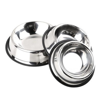 

Size Stainless Steel No tip No Slip Dog Puppy Pet Food or Water Bowl Dish