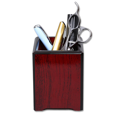 

TRNFA TN-A08 pen holder wooden storage box office desk storage seat four square pen holder remote control shelves Decoration