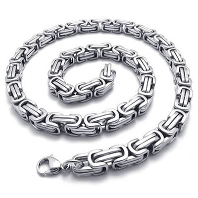 

Hpolw Jewelry Stainless Steel Casting Sterling Silver Biker Mens Chain Necklace8mm 22" 24" 26