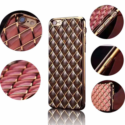 

NEW Plating Back Soft Case For iphone 6 Plus Cover Silicone TPU Metal Oil Framer & Grid Cover For iphone 6 6S Plus Phone Cases