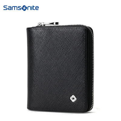 

Samsonite Y-BIZ Mens Business Card Holder Simple Coin Purse Multi-function Leather Card Holder TK809001 Black