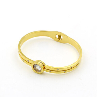 

Foreign trade Korean hot sale bracelet jewelry Titanium steel rose gold single drill bracelet High-end fashion women jewelry