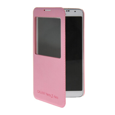 

MOONCASE View Window Leather Side Flip Pouch Stand Case Cover for Samsung Galaxy Note 3 Neo N750 / Lite N7505 Pink
