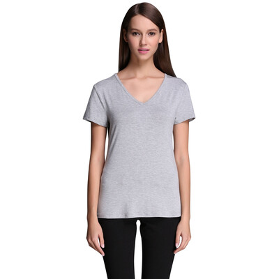 

POPBASIC Women's Basic Relax Fit V-Neck Short Sleeves Blank T-Shirts