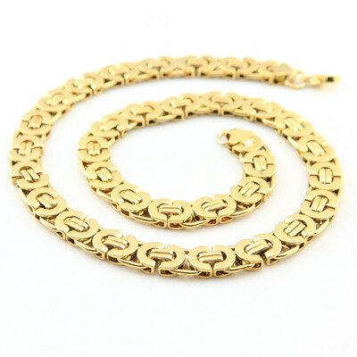 

Hpolw Gold Plated Men Necklace&Bracelet Set Necklace Stainless Steel 316l