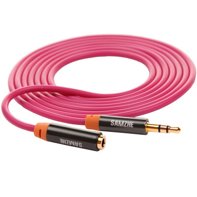 

Shanze SAMZHE YPF-8410 35mm advanced stereo phone car AUX audio cable earphone extension cord copper wire core gold-plated version of the public on the mother pink 1 meter