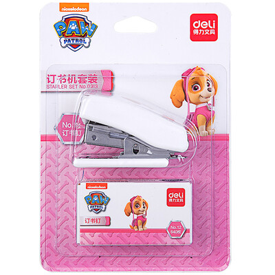

Deli deli Wang Wang team 12 mini cute stapler staple set white powder Wang 0313