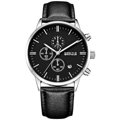 

Мужские хронографы Baogela водонепроницаемые с кожаным ремнем