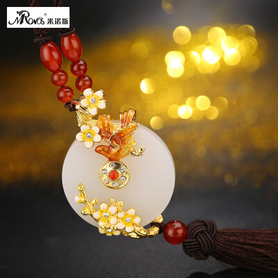 

MRONOS Minos car pendant jewelry car rearview mirror jade enamel car hanging metal agate pendant to keep peace&happiness for years