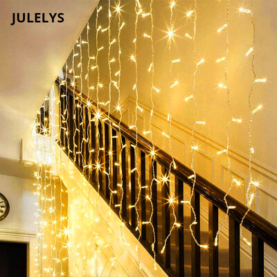 

JULELYS 3 15M 144 Bulbs LED Curtain String Light Christmas Garland Lights Decoration For Wedding Holiday Party Home Decor