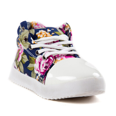 

Child Kids Girl Flower Floral high-top Lace-up Canvas Sneaker walking sport Shoe